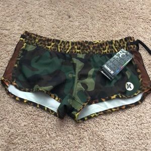 Hurley Camo and leopard board/athletic shorts